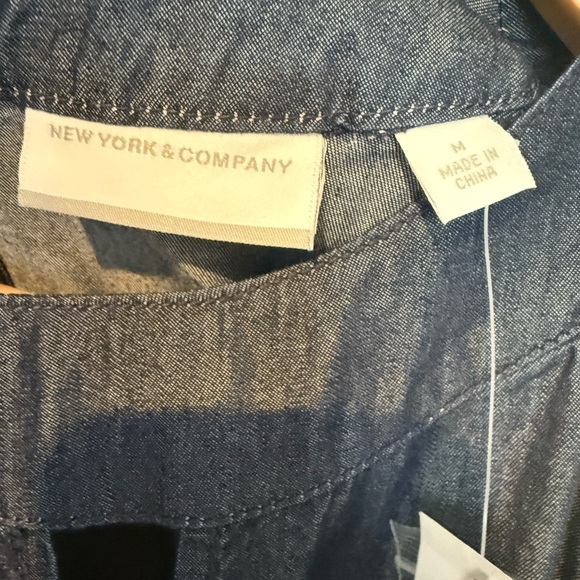 New York & Co Dress Women M Navy Sleeveless Pocket Cotton Sateen Long Maxi NWT - Picture 11 of 12